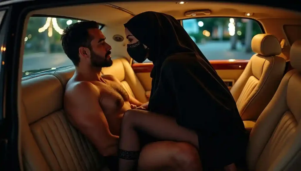 Man and woman in a car, intimate moment