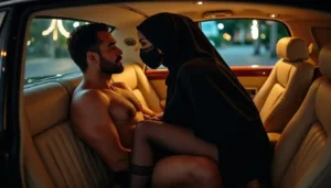 Man and woman in a car, intimate moment